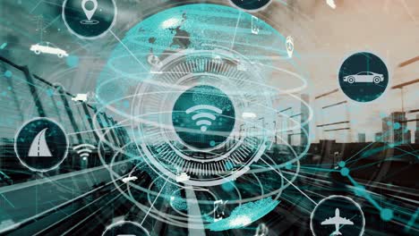 concepto de tecnología de transporte inteligente para el futuro tráfico de automóviles en la carretera de la ciudad de newish