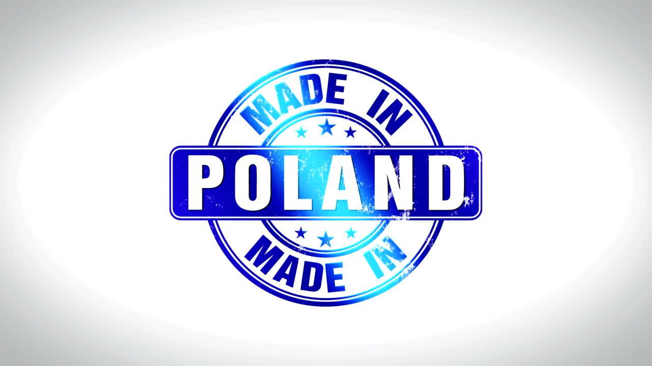 hecha en polaco palabra 3d animación de sello de madera animación