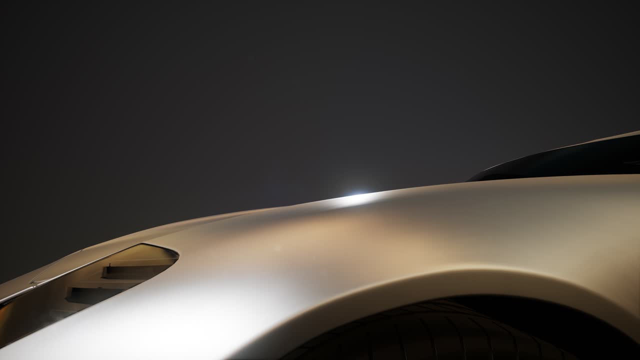 auto sportiva di lusso in uno studio buio con luci brillanti