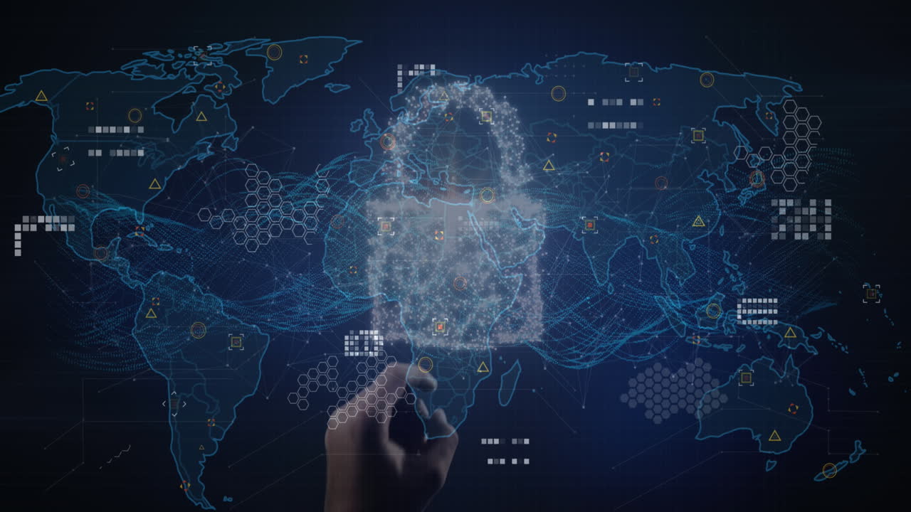 animación de la red de conexiones y entrega del candado y el mapa del mundo