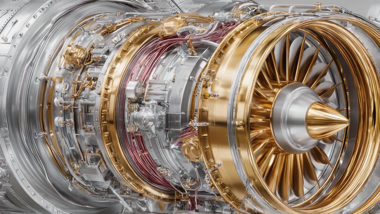 Exploring the Intricate Design of a Modern Turbine Engine: A Close-Up View of Engine Components and Their Precision Engineering in Action
