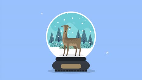 cristmas sphere with deer snowscape scene