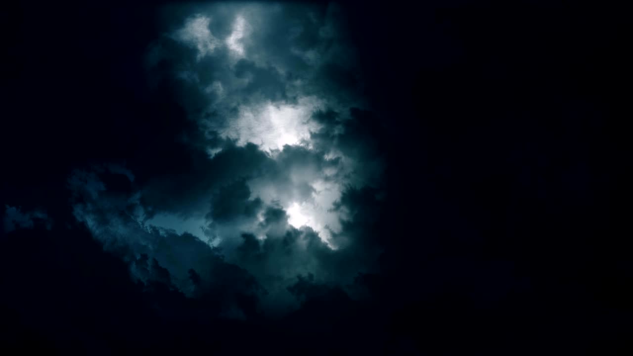 Epic thunderstorm moving clouds at night with lightning seamless loop