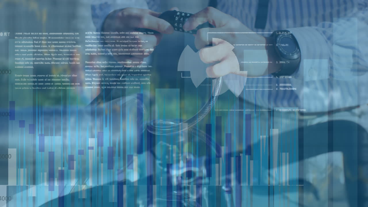 잠금과 함께 백인 남자에 대한 데이터 처리의 애니메이션