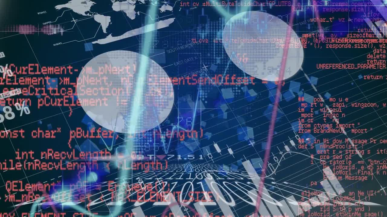 파란색 배경에 있는 데이터 처리의 애니메이션