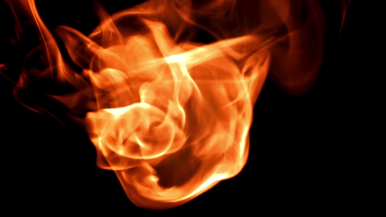 Abstract Fire Flames Flowing on Black Background