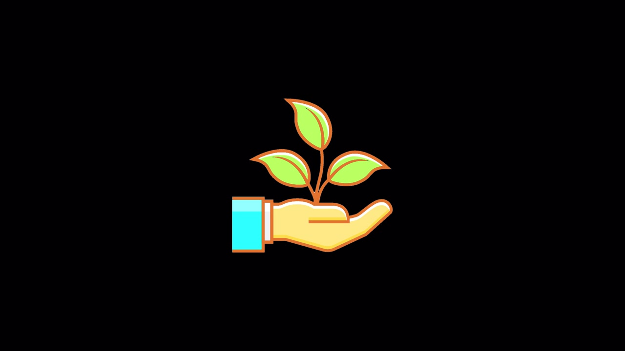 Animated Hand Holding a Growing Plant Sprout