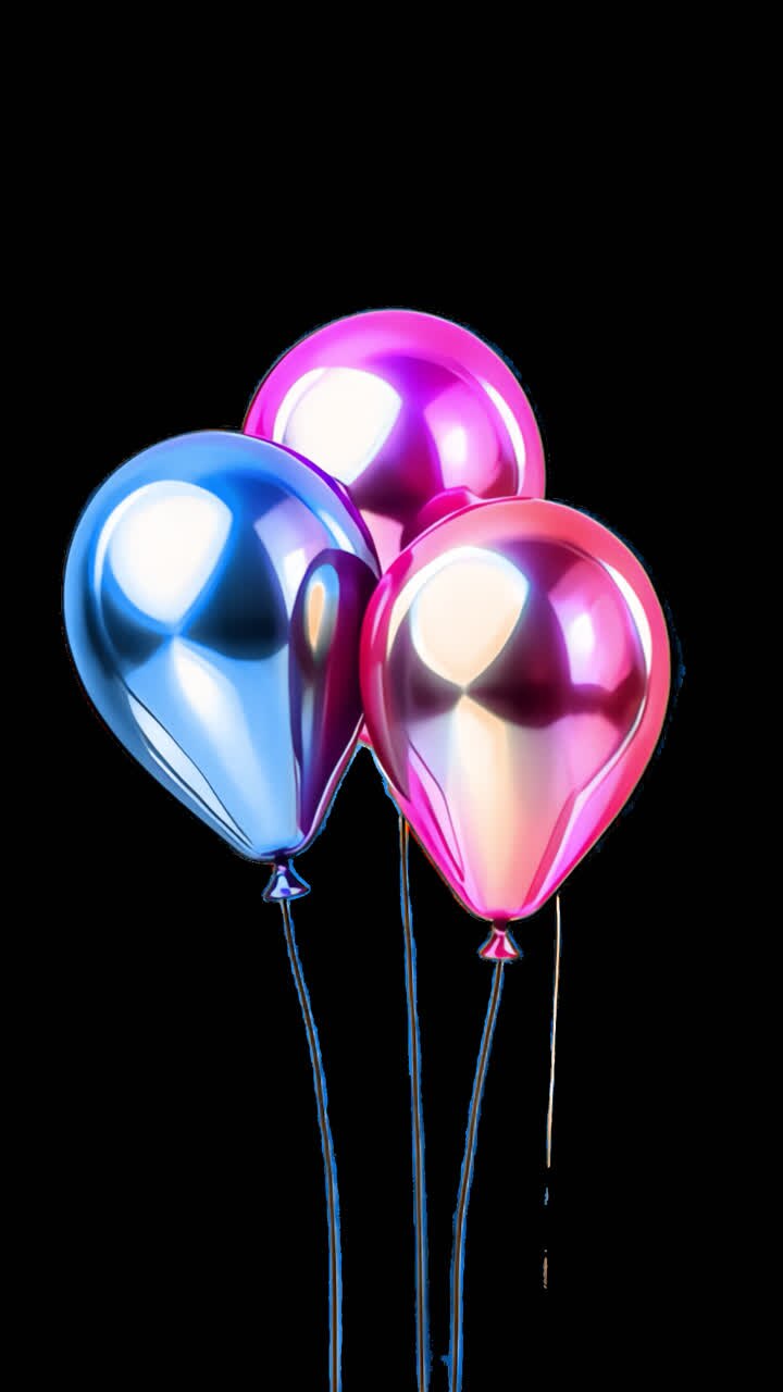 Metallic Balloons on Black Background
