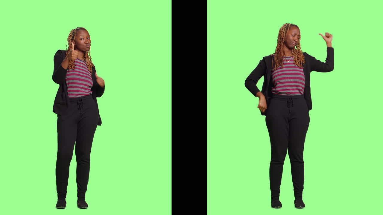 Woman giving thumbs up and thumbs down