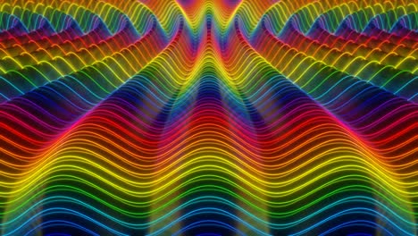abstracto arco iris futurista fluorescente de neón ondas de brillo oscilantes - 4k sin costuras vj bucle de movimiento animación de fondo