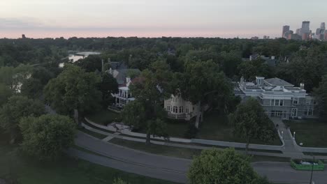 aerial view of beautiful neighborhood in south minneapolis during summer time