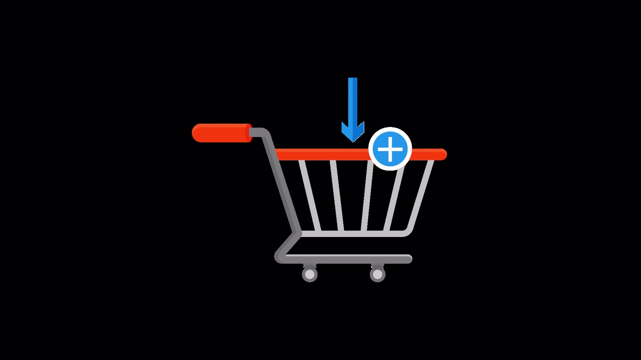 Icono animado de carrito de compras con acción de añadir al carrito