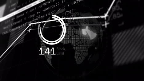 animation of globe, digital data processing over network of connections
