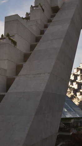 futuristic concrete building with geometric design