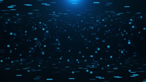 futuristic hud screen data matrix technology on blue abstract digital artificial intelligence motion