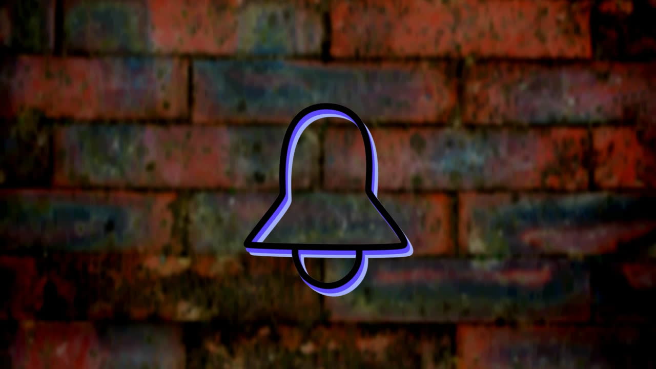 벽돌 벽 배경 위에 있는 종 아이콘의 애니메이션