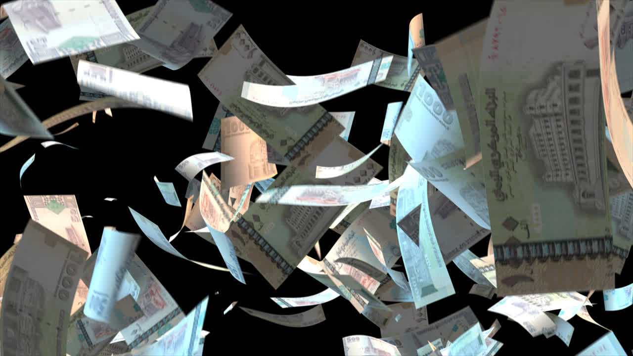 Falling Yemen Riyal Banknotes