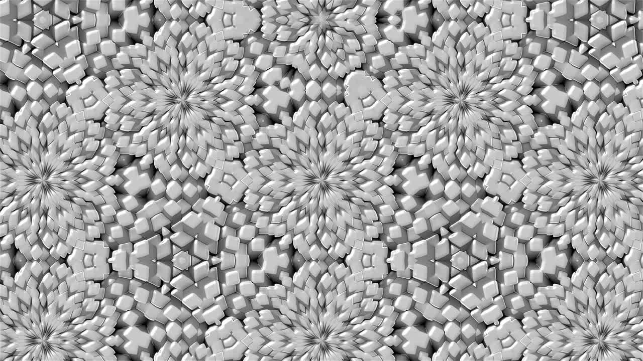 많은 대칭 칼레이도스코프가 꽃으로 - 프랙탈 3d 렌더링 배경,