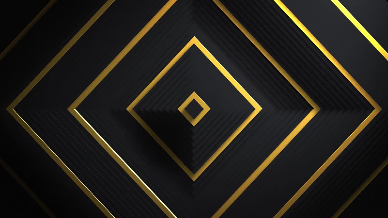 금색과 검은색 다이아몬드가 끊임없는 루프로 흔들리는 애니메이션