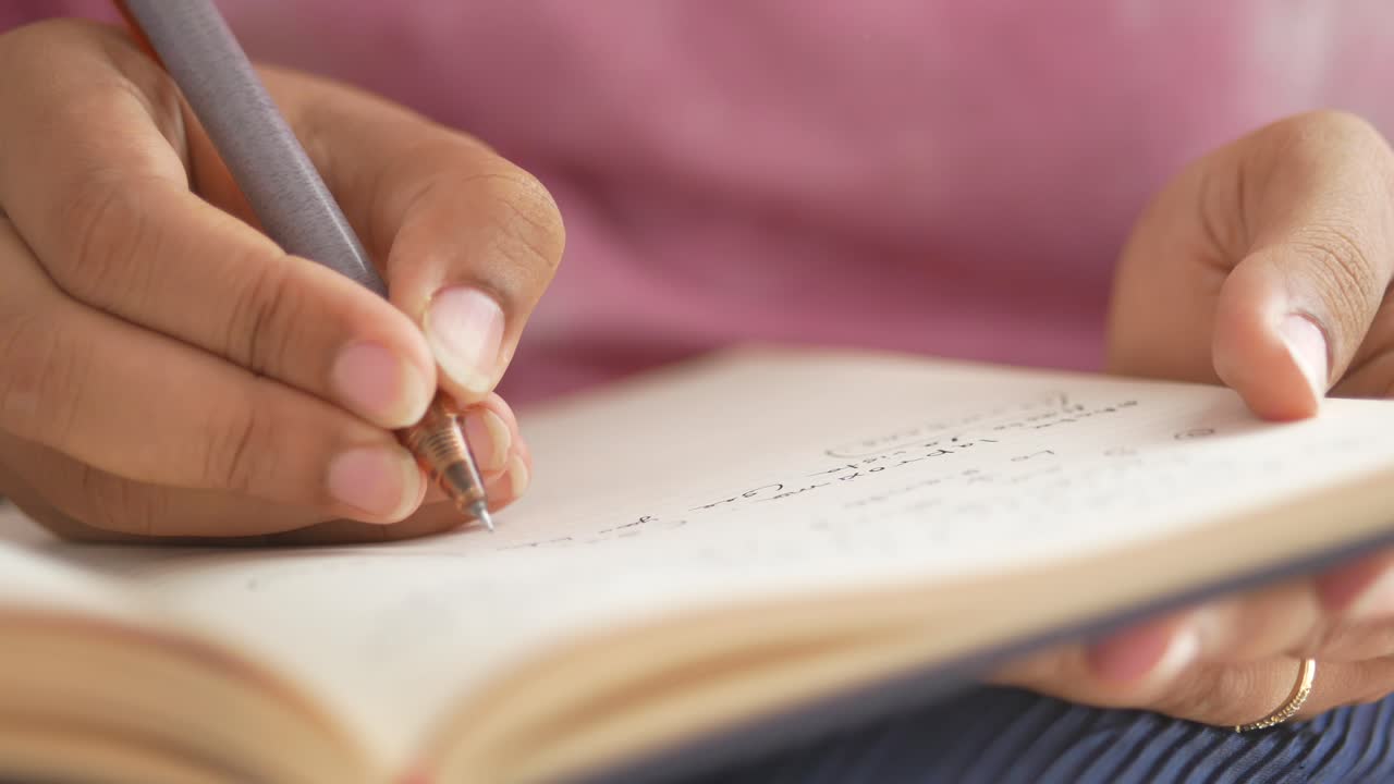 persona que escribe en un cuaderno