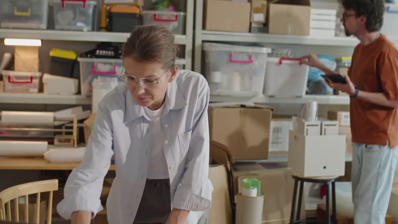 Colleagues Doing Inventory in Delivery Service Office