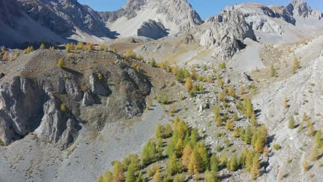 drone flying above the mountains, forward and rising movement