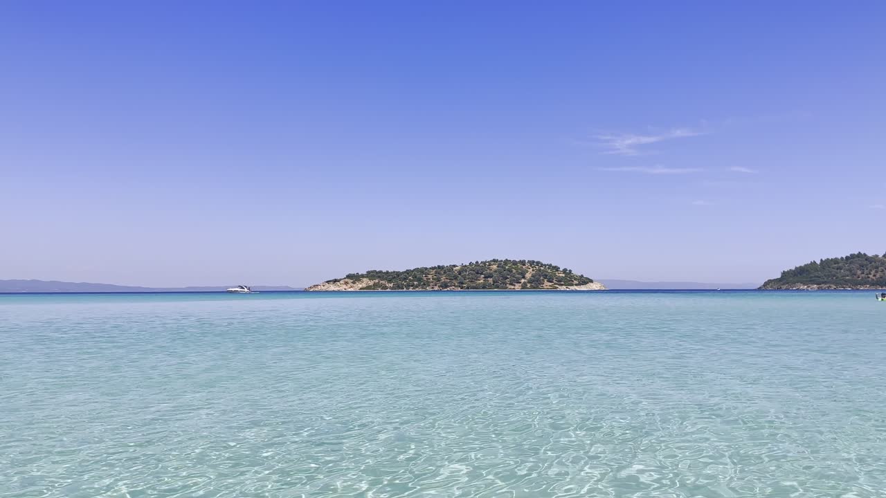 Clean blue flag beaches of Halkidiki Peninsula, Greece