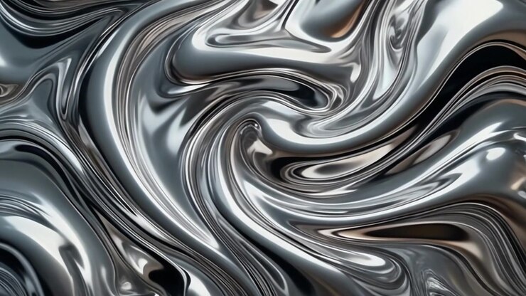 Abstract Liquid Silver Metal Swirling in Motion