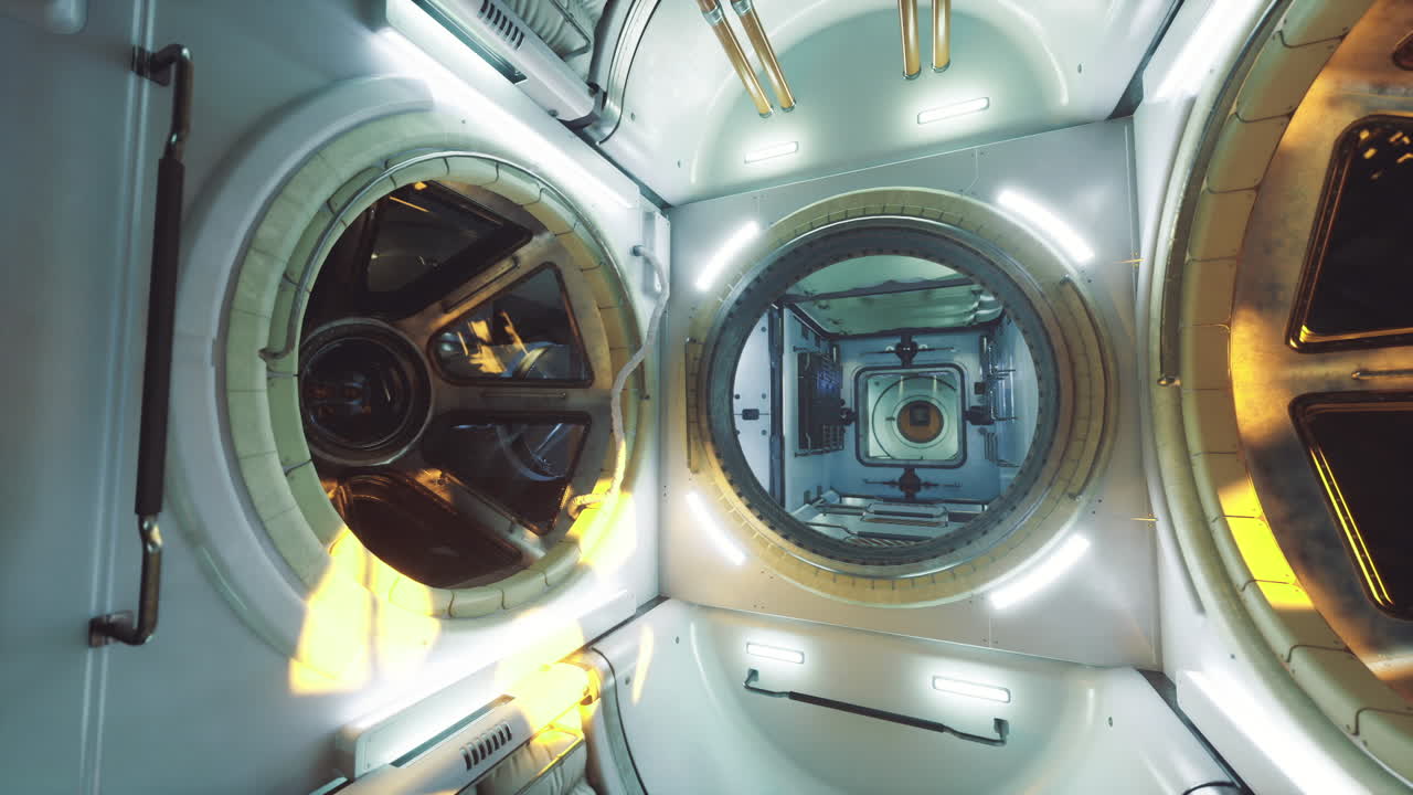 Space station module equipped with snug illumination and communal corridors