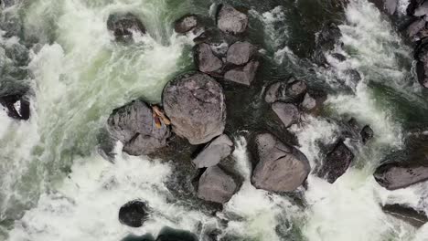 aerial view of avenue of giant boulders section of water on the upper rogue river in southern oregon