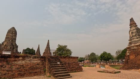 slow panoramic view of historic temple ruins