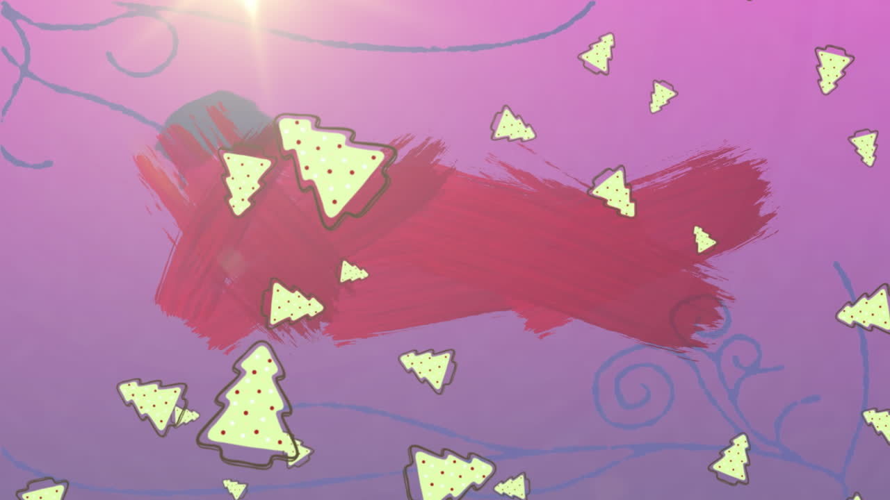 animación de mancha roja sobre el árbol de navidad que cae