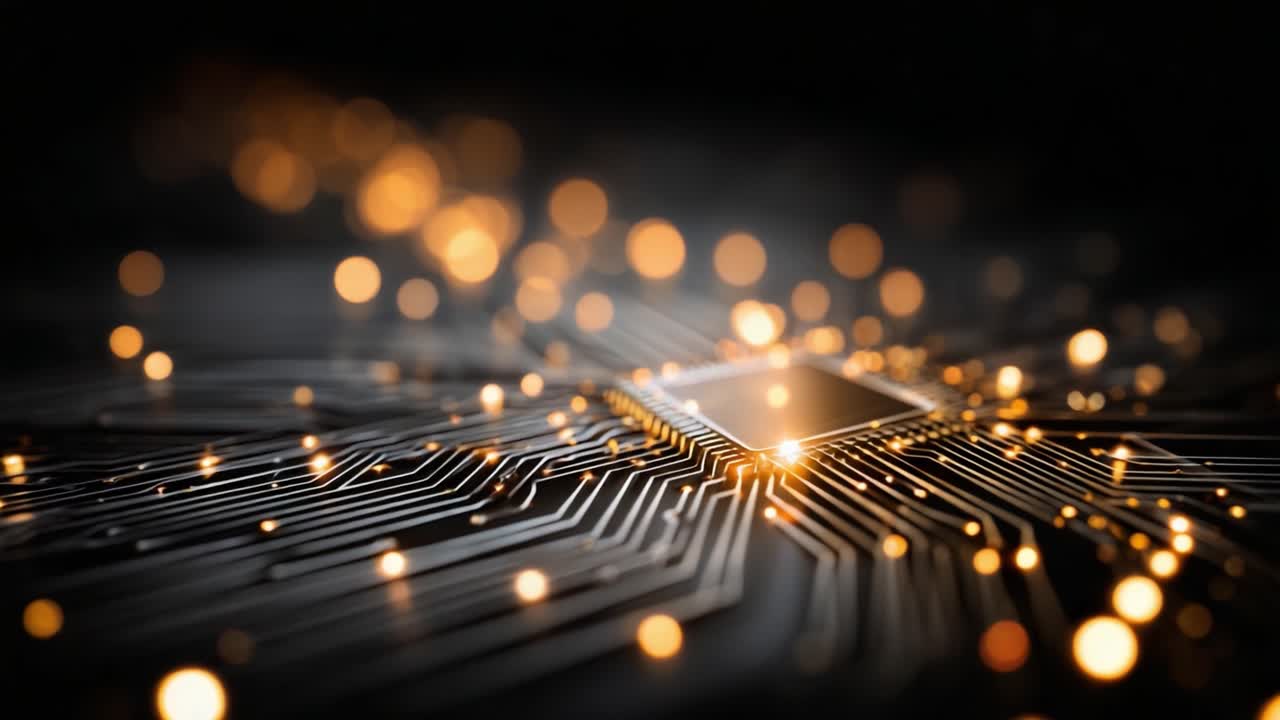 A Beautifully Detailed Close-Up of a Circuit Board Illuminated by Glowing Lights, Representing the Intersection of Technology and Aesthetics in Digital Design