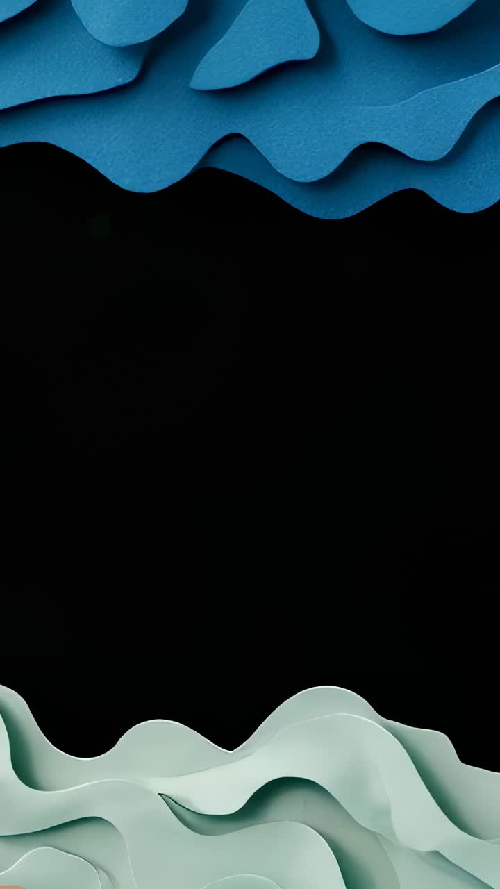 Vertical video: Playback starting layered paper-cut waves holding static on screen, abstract view