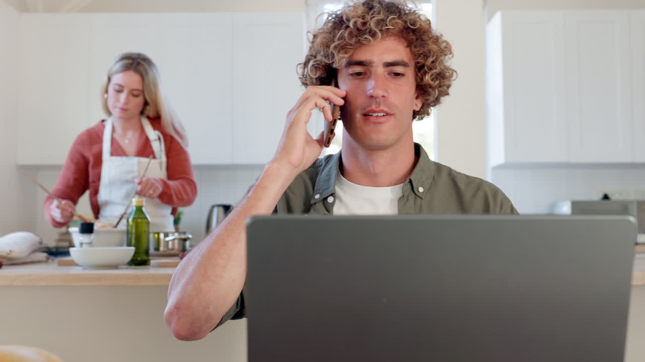 Remote work from home, man