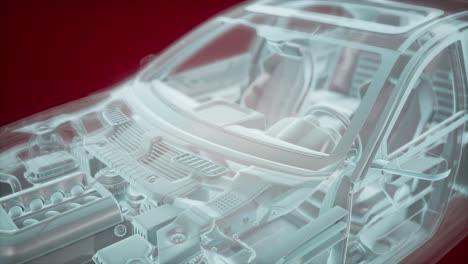 holographic animation of 3d wireframe car model