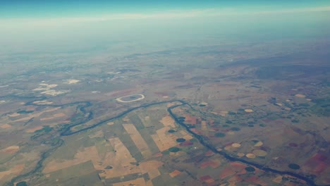 south africa farm ariel view of center pivot irrigation system 4k