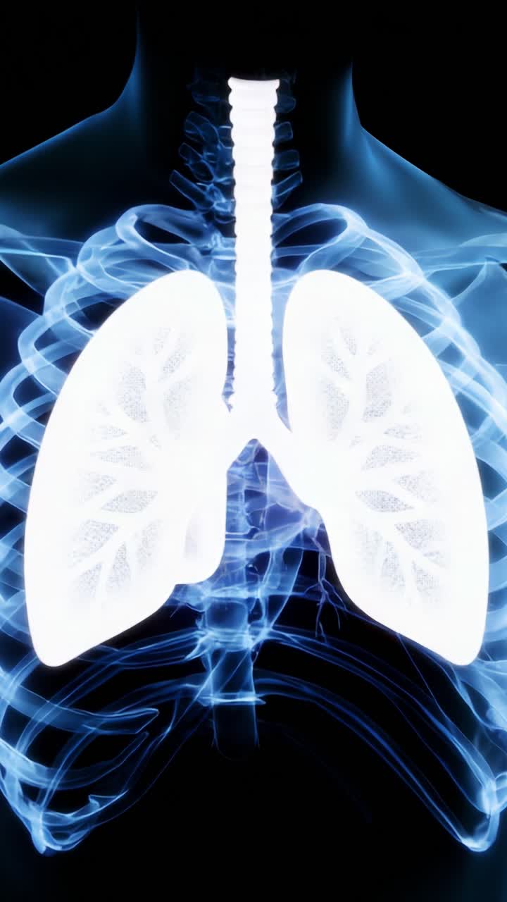X-ray Imaging of Lungs and Heart: Detailed Visualization of Human Thoracic Anatomy Against a Dark Background