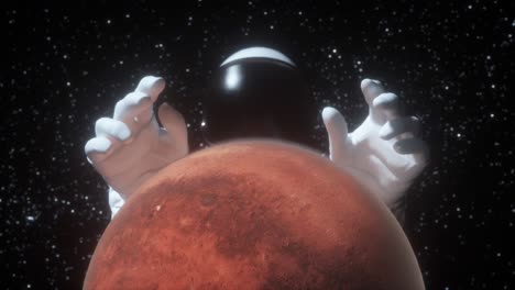 astronauta interactuando con marte