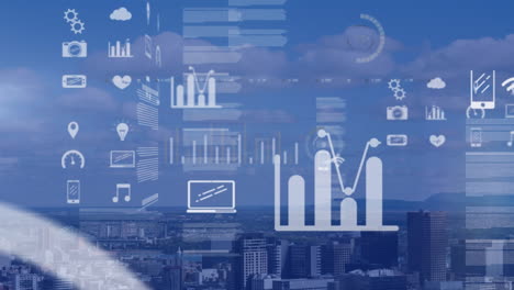 animación del procesamiento de datos en fondo azul