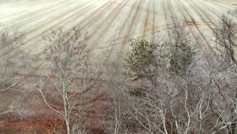 Campo-De-Cultivo,-Condado-De-Yadkin-Nc,-Antena-De-Carolina-Del-Norte-En-Invierno