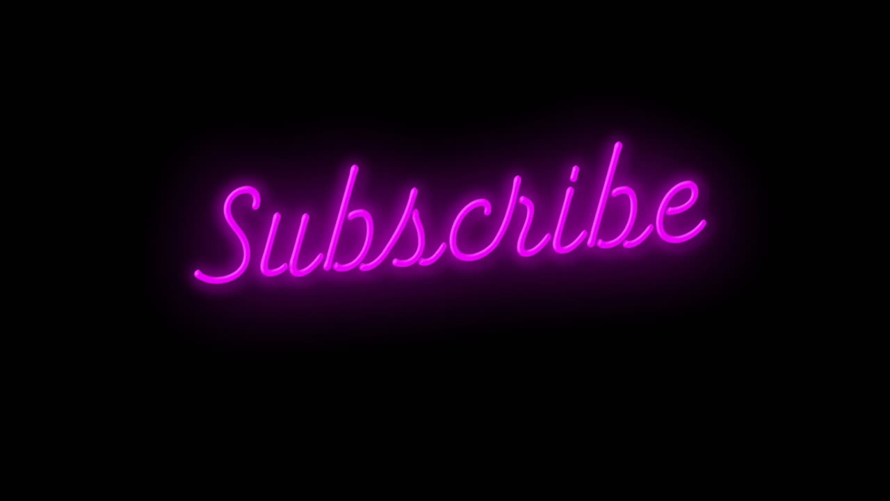 Animation of pink neon subscribe text on black background