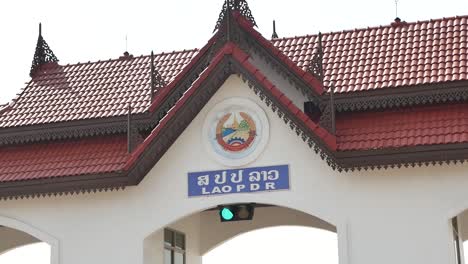 footage of laos pdr boarder entrance gate