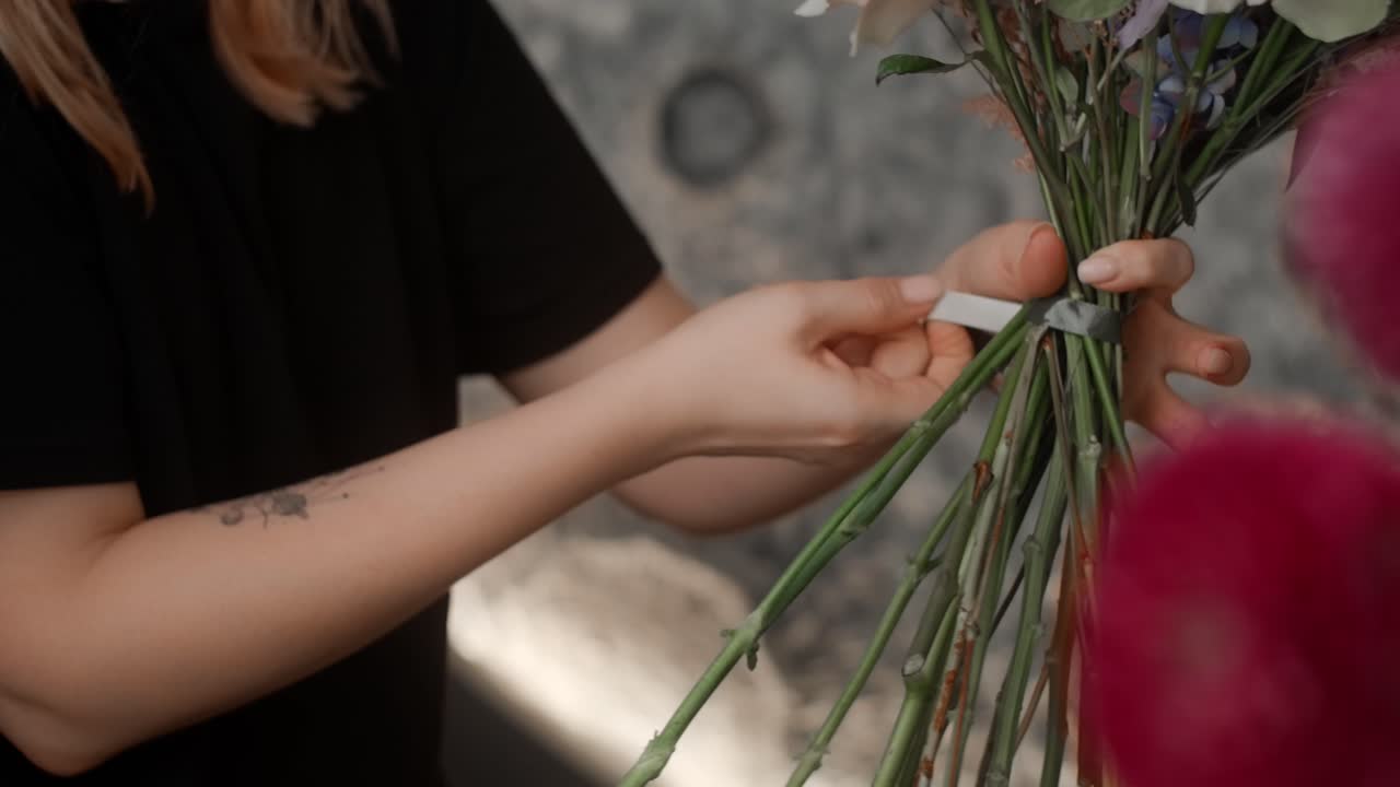 florista haciendo un ramo