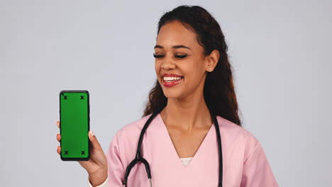 Arzt,-Daumen-Hoch-Und-Grüner-Bildschirm-Des-Telefons