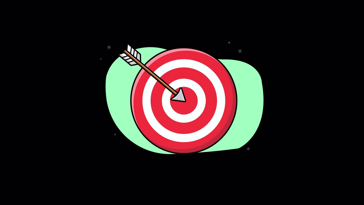 Animated Target Board with Arrow Hitting Bullseye