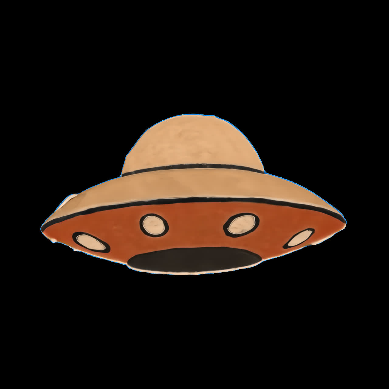 Animert tegneserie-UFO isolert ressurs, transparent 4K-video, alfakanal, ProRes 4444