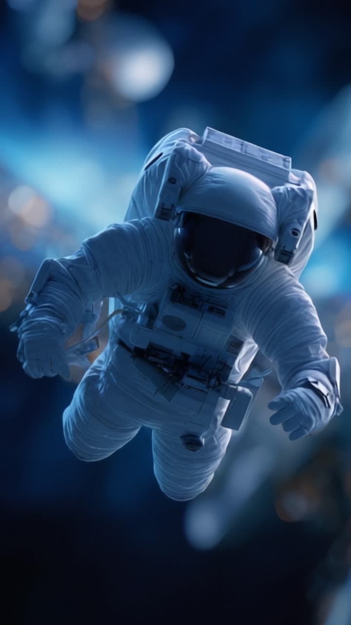 An astronaut floats gracefully in the vastness of space, surrounded by the beauty of the cosmos and distant stars, embodying the spirit of exploration and adventure