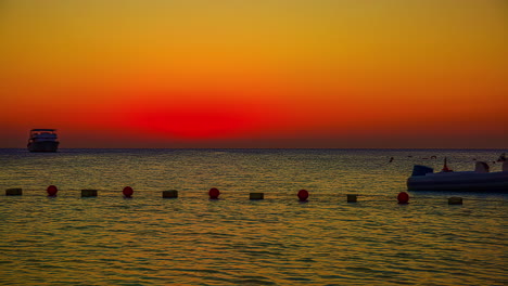 exotic tropical vibrant sunset near resort coastline, fusion time lapse