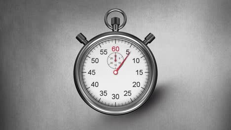 animación de un reloj de parada moviéndose rápido sobre un fondo gris
